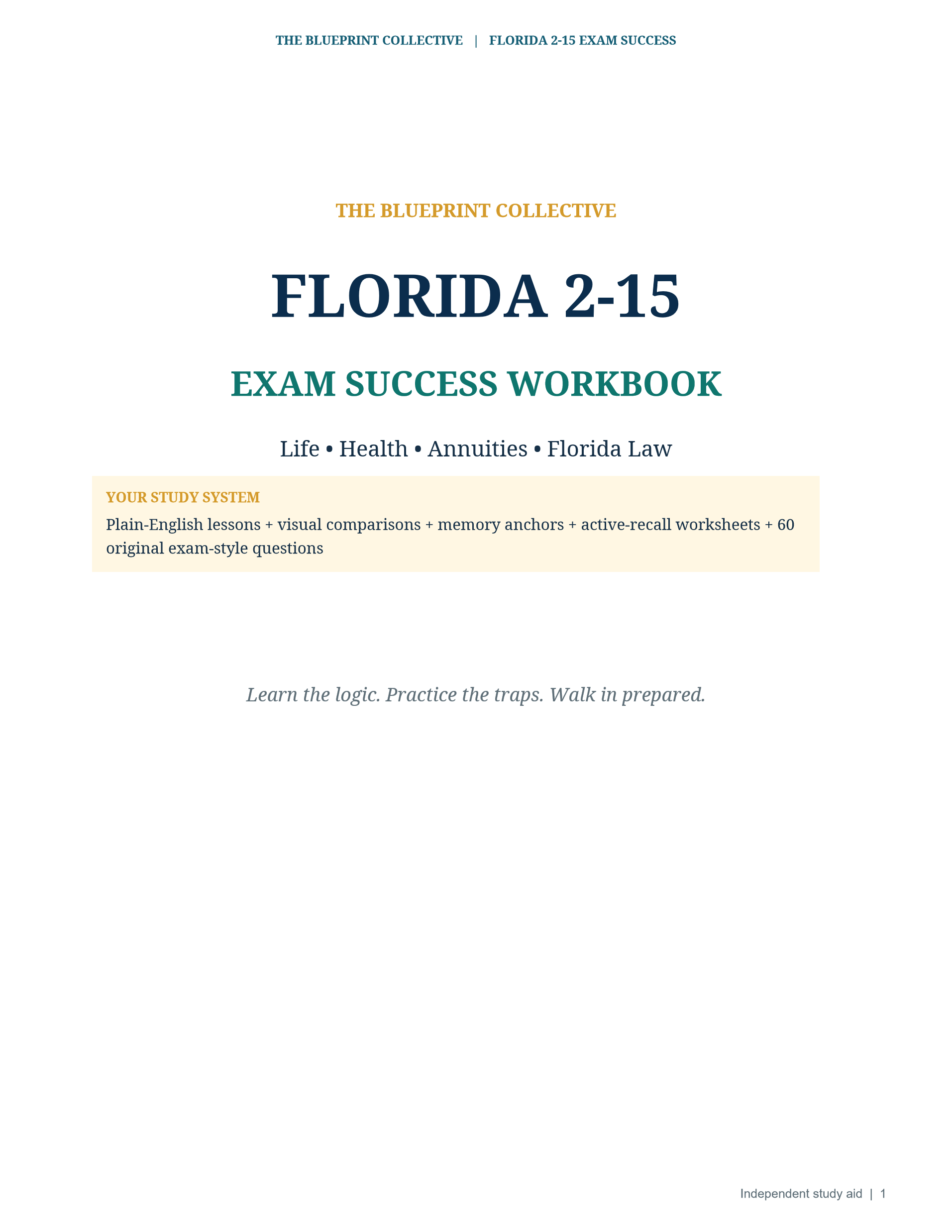 Florida 2-15 Exam Success Workbook